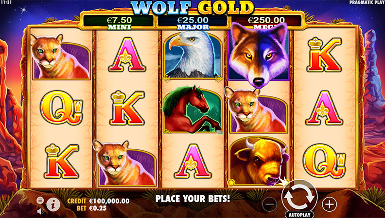 Het Wolf Gold demo spel.